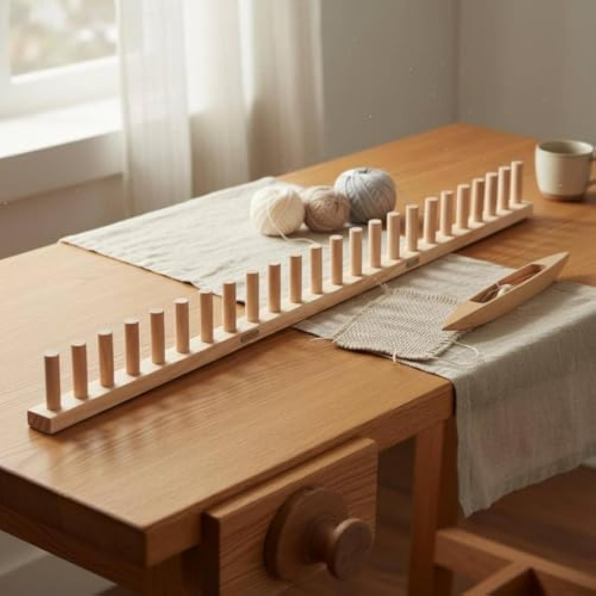 Hand Weaving Frame with Adjustable Wooden Loom for Beginners